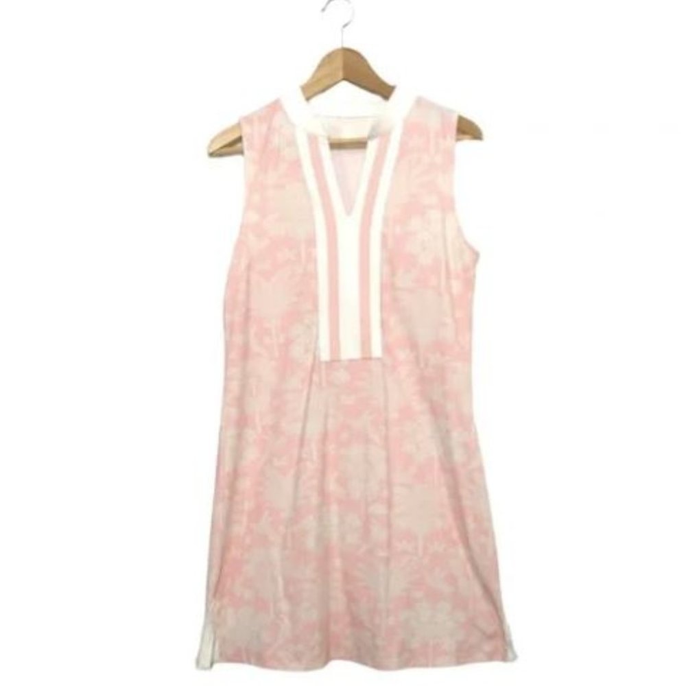 Spartina 449 Pink White Palm Tree Sleeveless Tunic Dress XS